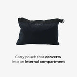 The flat navy TILLIV Pakke carry pouch, captioned: carry pouch that converts into an internal compartment