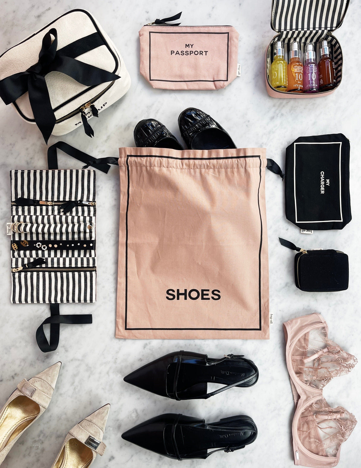 Couture Shoe Travel Bag, Pink/Blush