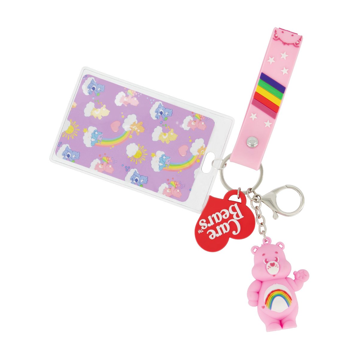 Care Bears Charm Lanyard Keychain and Card Holder Set