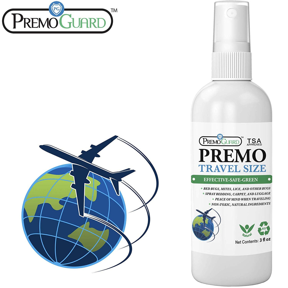 Spray para matar chinches y ácaros – Tamaño de viaje de 3 oz – Natural no tóxico