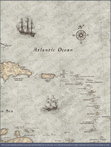 Push Pin Caribbean Map - Rustic Vintage - Pins Included!