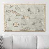 Push Pin Caribbean Map - Rustic Vintage - Pins Included!