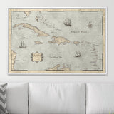 Push Pin Caribbean Map - Rustic Vintage - Pins Included!