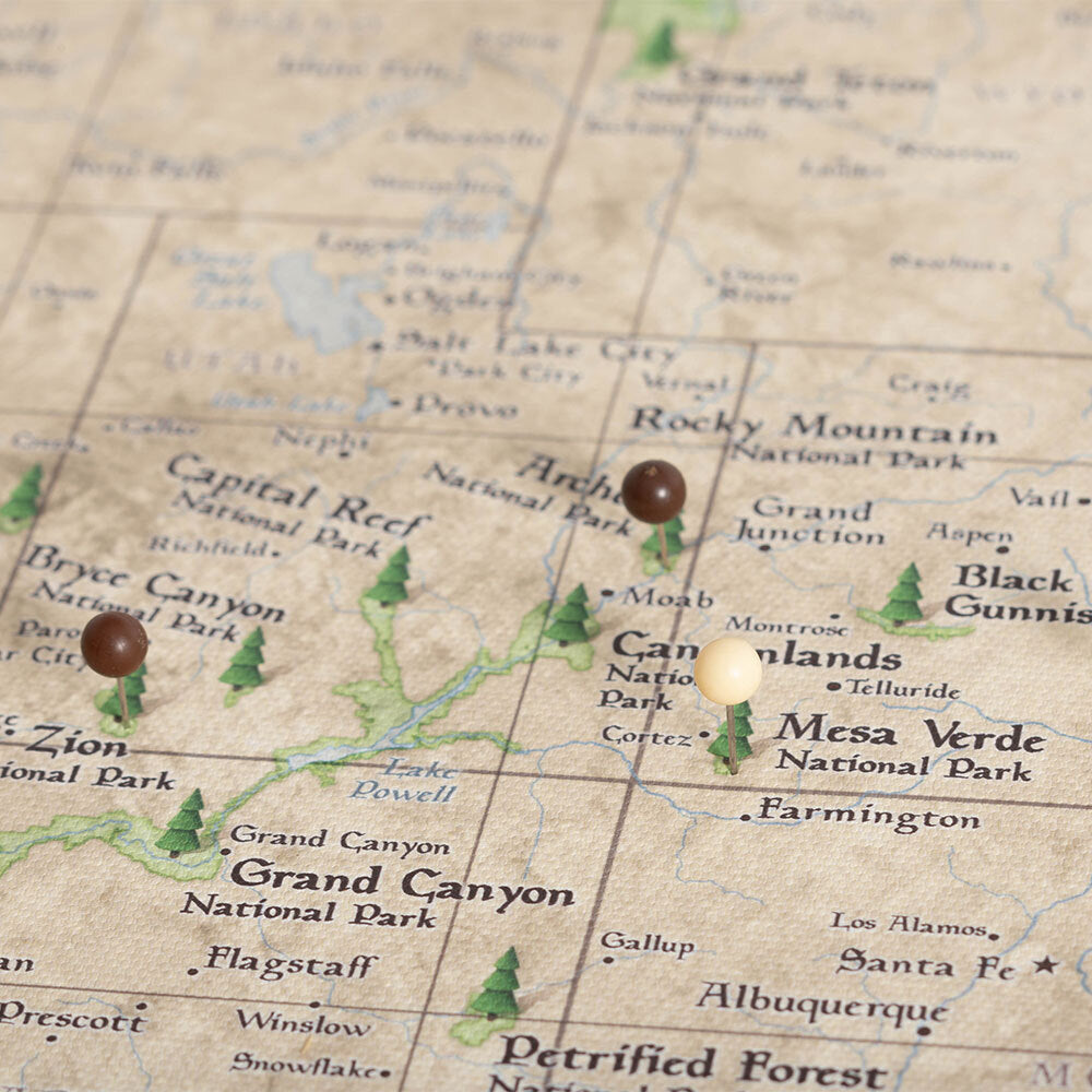 Push Pin National Parks Map - Rustic Vintage - Pins Included!