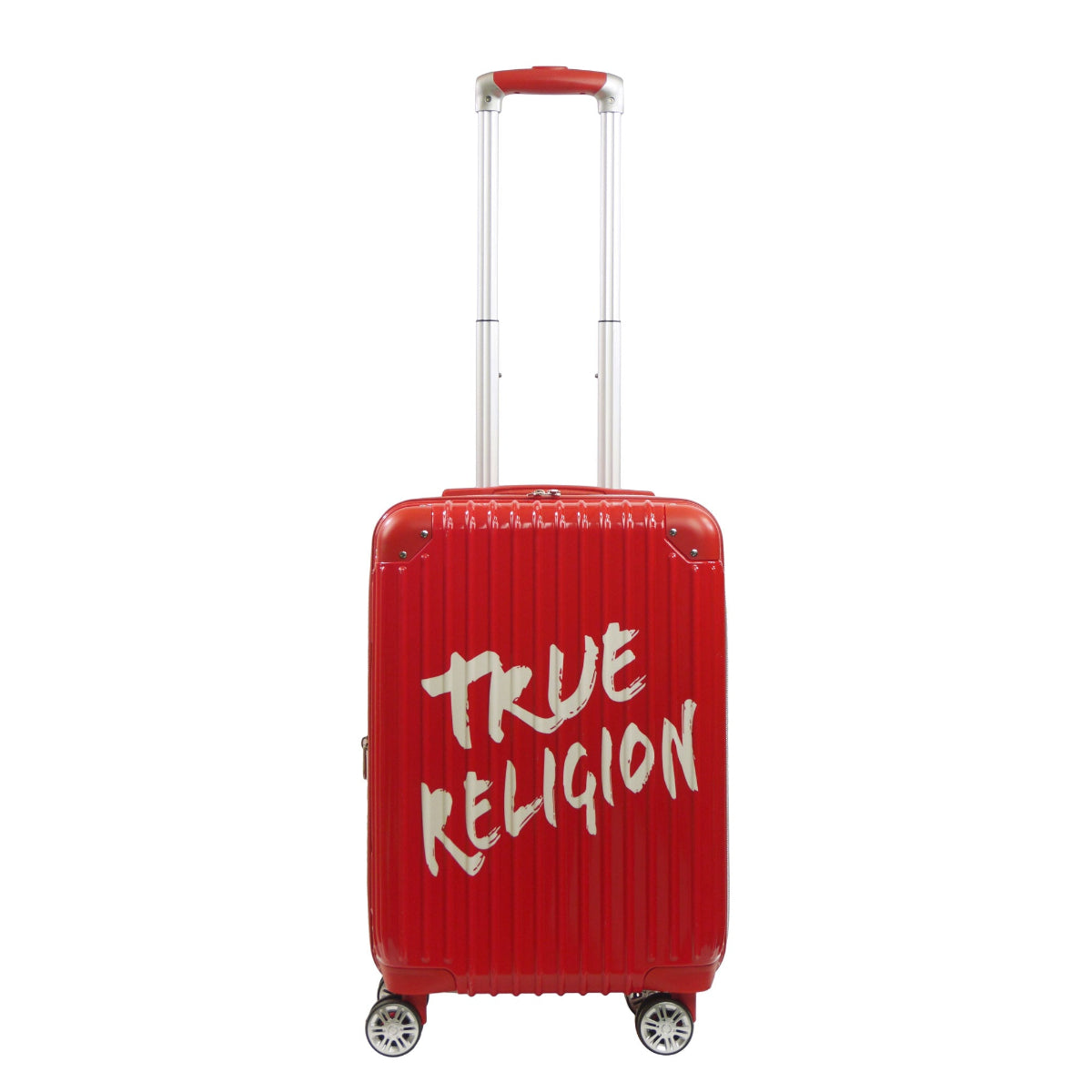True Religion 22.5" Big Logo Red Hard-Sided Checkered Carry-On Luggage