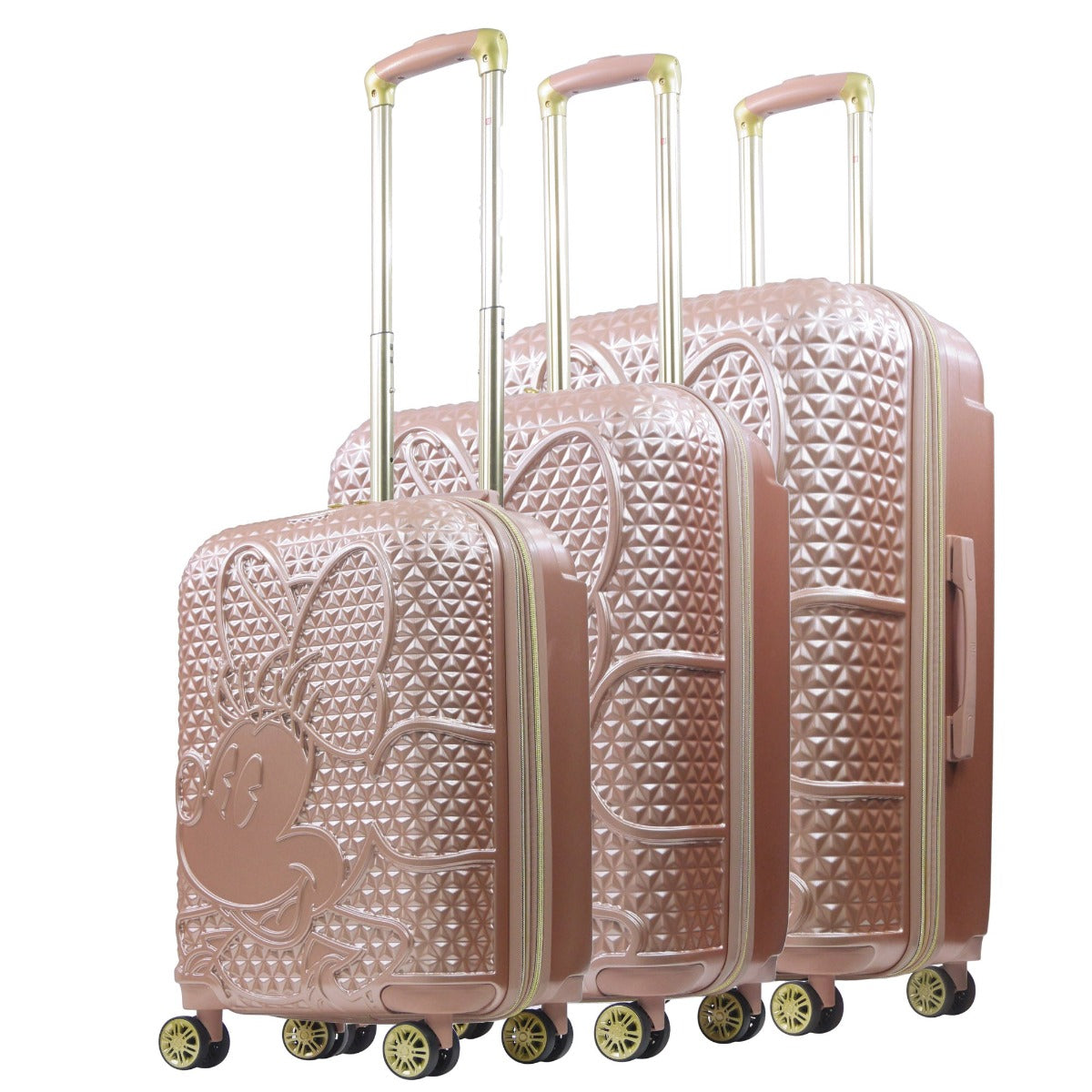 Disney Minnie Mouse - Equipaje con ruedas (3 piezas), color dorado rosa