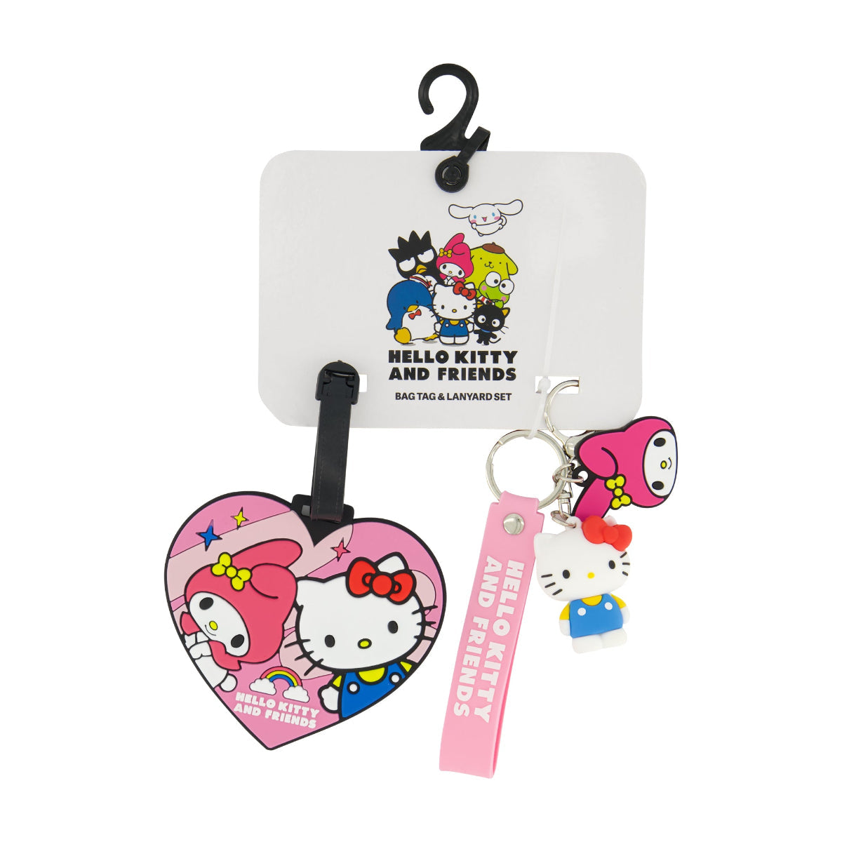Sanrio Hello Kitty & My Melody Pink Luggage Tag & Lanyard Set