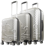 Disney Mickey Mouse Rolling Suitcases 3 Piece Set Silver