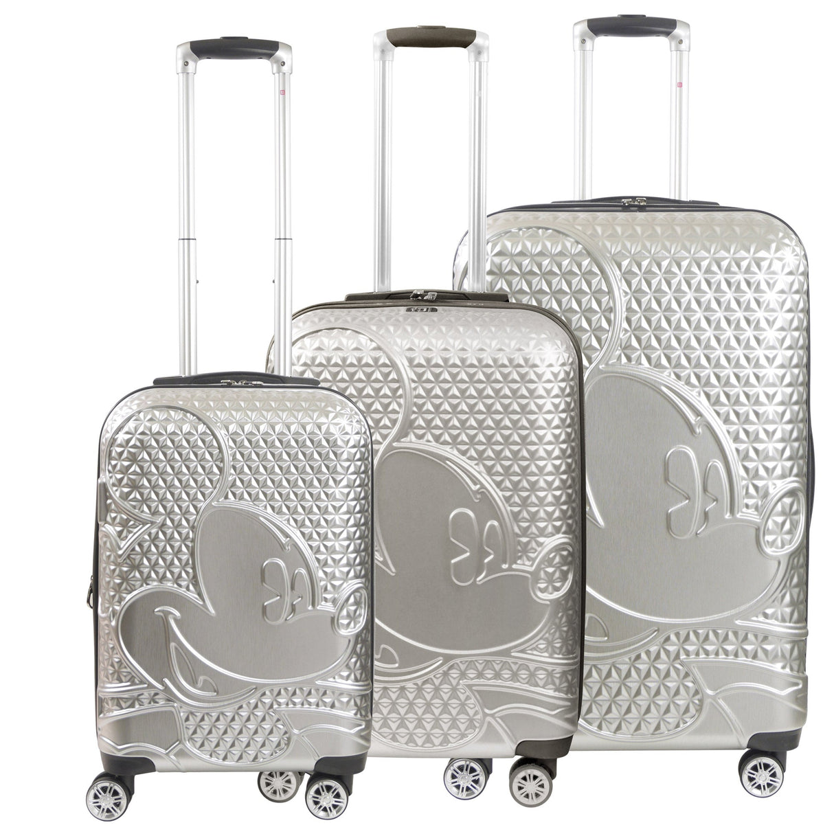 Disney Mickey Mouse Rolling Suitcases 3 Piece Set Silver