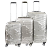 Disney Mickey Mouse Rolling Suitcases 3 Piece Set Silver