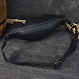 Sigrid Smooth Black Leather Waist Bag | Smooth Black Leather Fanny Pack