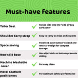 BubbleBum Teleport Backless Booster Car Seat, Kids Booster Seat for Car 40-100 lbs, Telescopic Portable Carseat, Ideal for Everyday Use and Foldable for Travel, - Black✔️