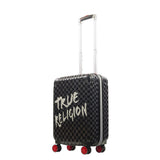 True Religion 22.5" Big Logo Black Hard Sided Checkered Carry-On Luggage