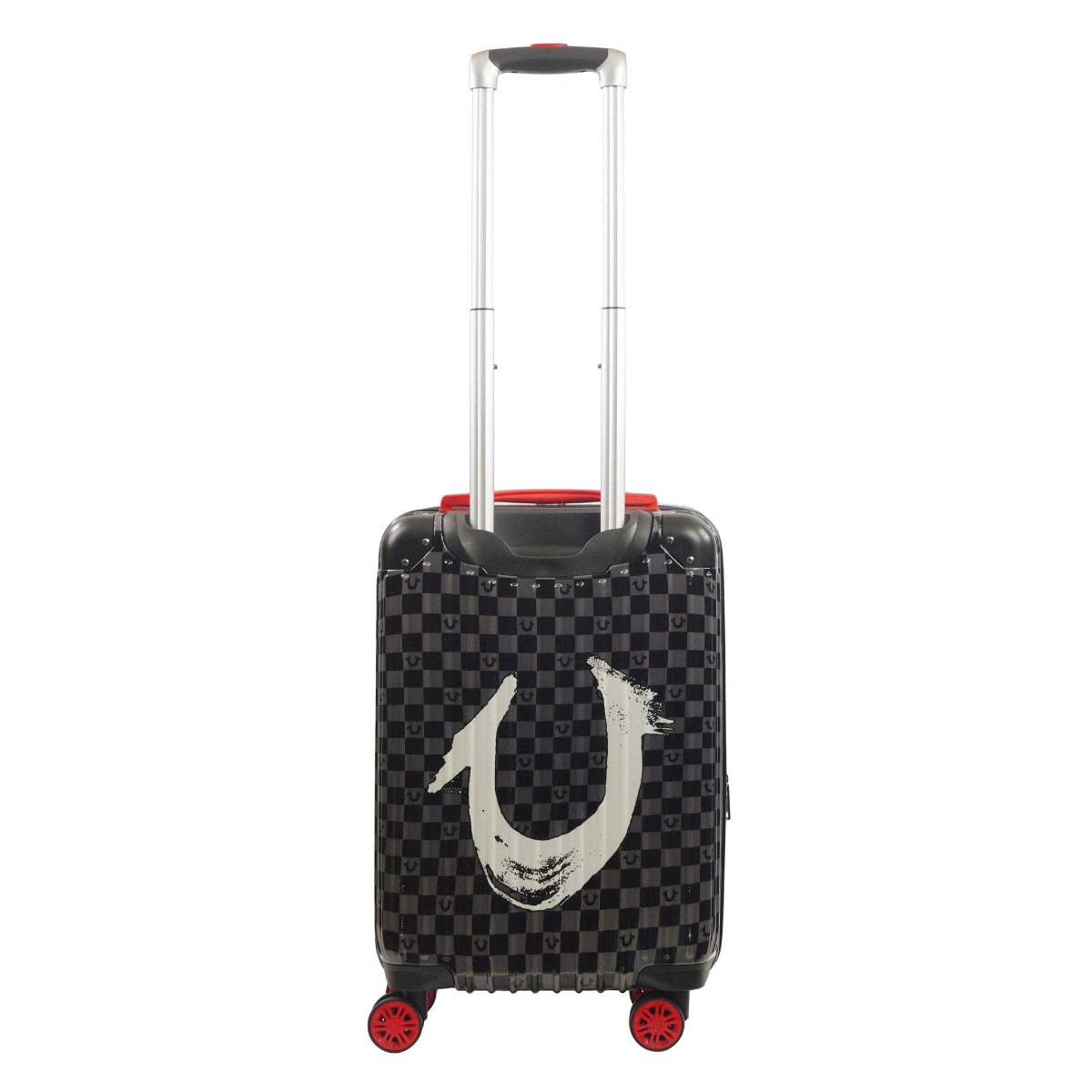 True Religion 22.5" Big Logo Black Hard Sided Checkered Carry-On Luggage