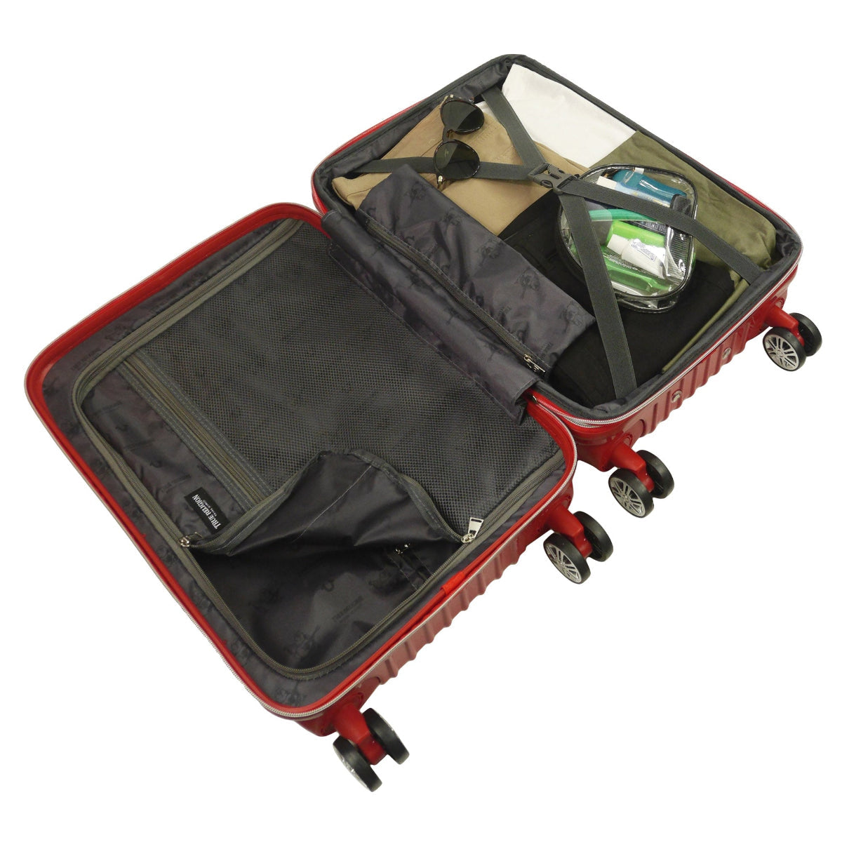 True Religion 22.5" Big Logo Red Hard-Sided Checkered Carry-On Luggage