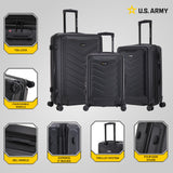 U.S. Army FOX PRO 3-Piece Luggage Set 20"/24"/28" Expandable Suitcases with TSA Lock