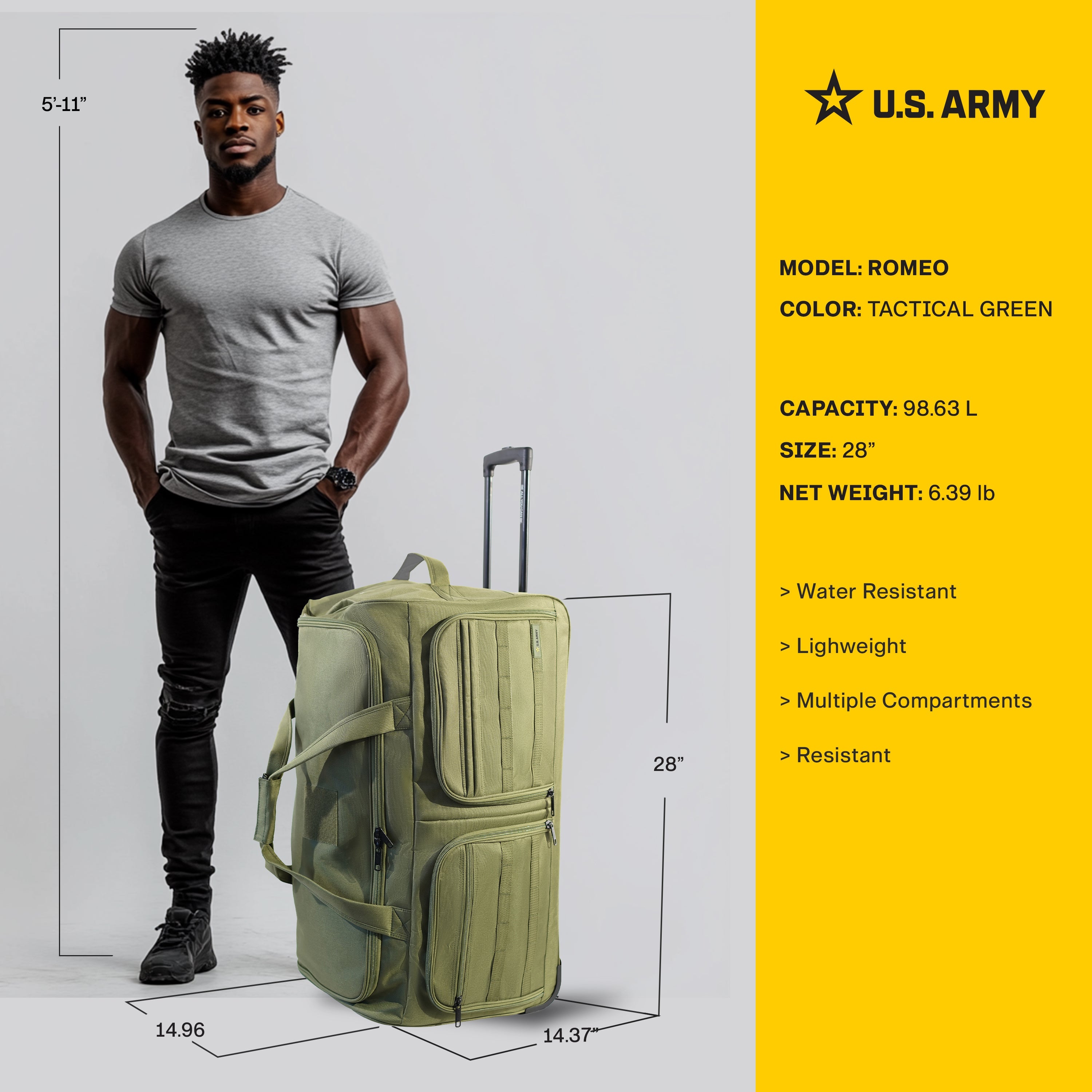 U.S. Army ROMEO 28-inch Tactical Rolling Duffel – Traveling Bags