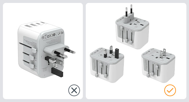 2500W, 10 amp - Universal Travel Adapter with 3 USB C and 2 USB Ports