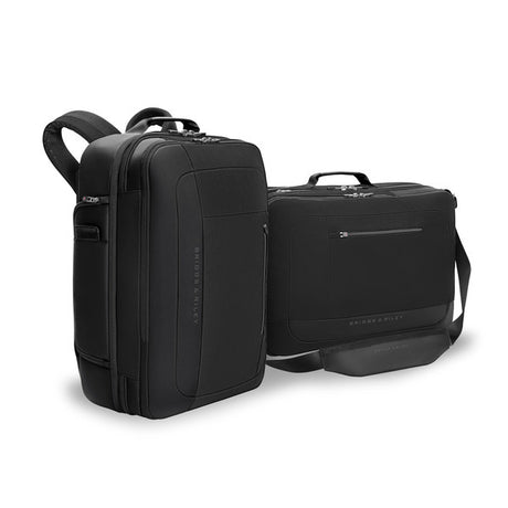 Briggs & Riley ZDX Large Convertible Backpack/Duffle in Black - Backpack and Briefcase/Duffle Modes Side by Side