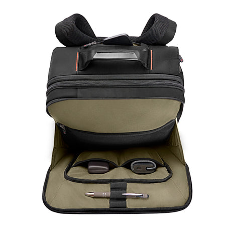 Briggs & Riley ZDX Large Convertible Backpack/Duffle in Black - Front Organizer Pocket with Pen and Digital Tracker Slots
