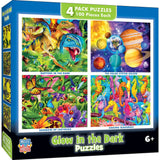Glow in the Dark 100 Piece Jigsaw Puzzles - 4-Pack V2