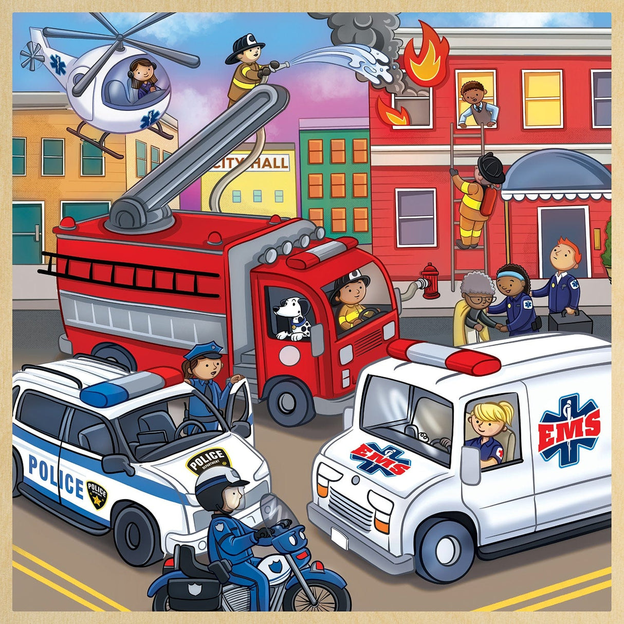 Wood Fun Facts - Emergency Vehicles 48 Piece Wood Jigsaw Puzzle