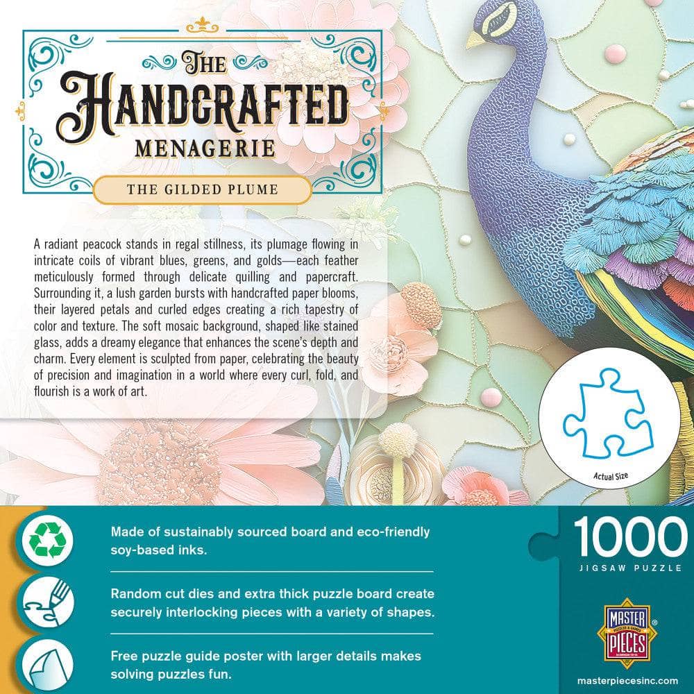 Handcrafted Menagerie - The Gilded Plume 1000 Piece Jigsaw Puzzle