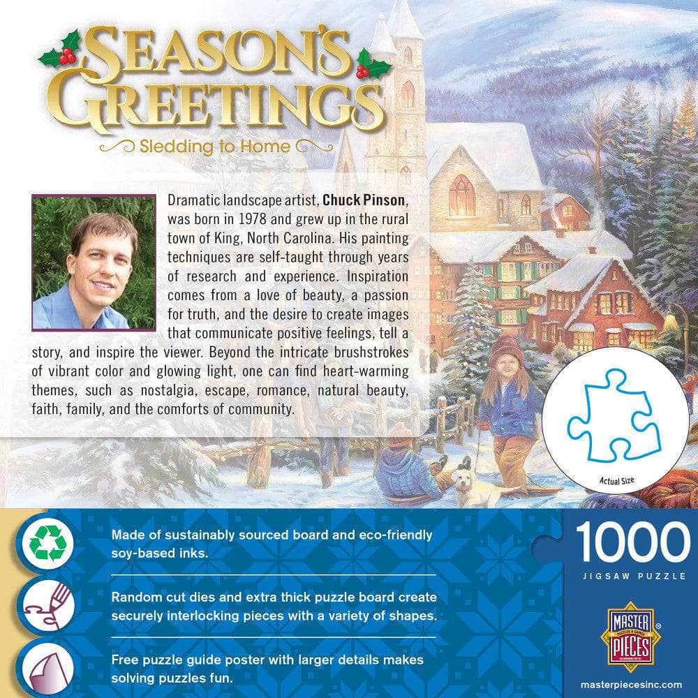Season's Greetings - Sledding Home 1000 Piece Jigsaw Puzzle