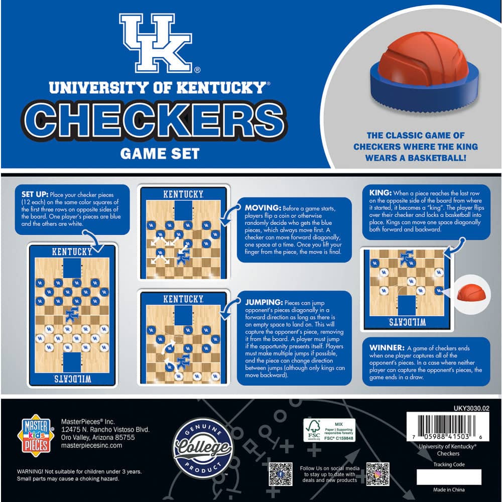 Kentucky Wildcats Checkers Board Game