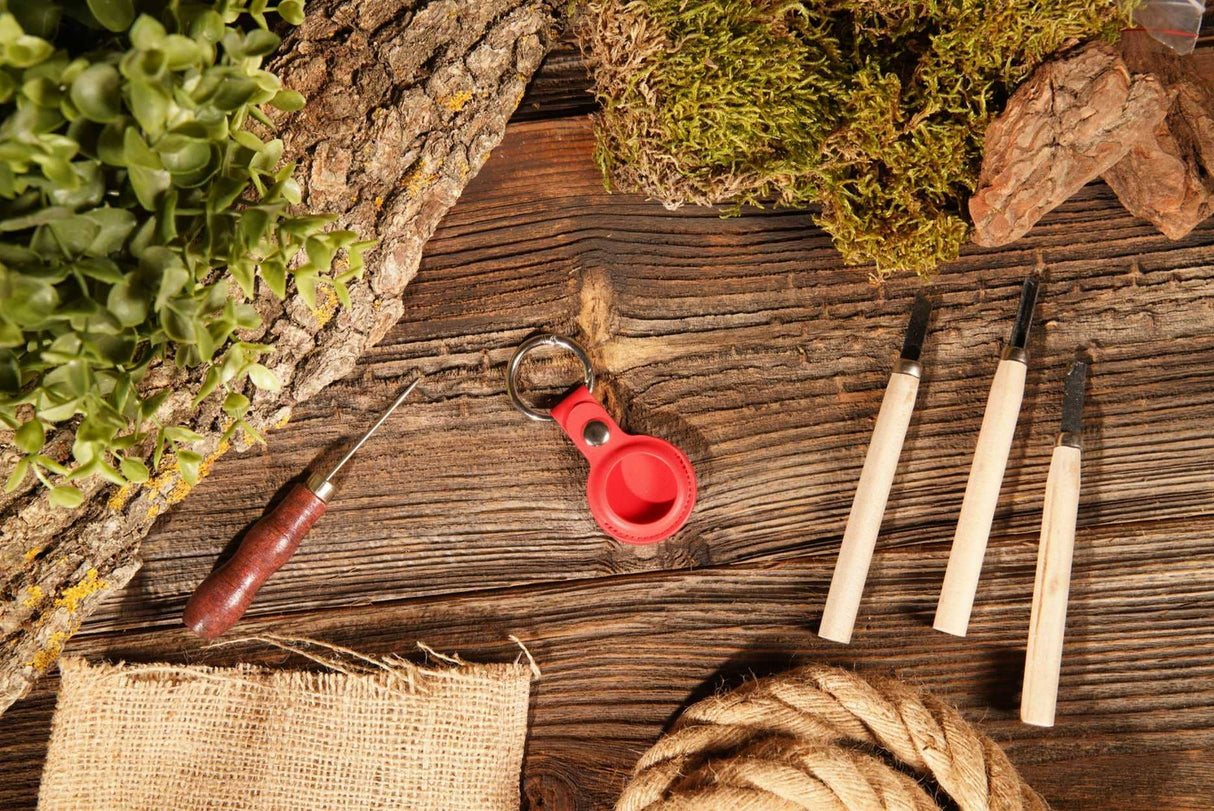 AirTag Case | Leather AirTag Keychain | Key Ring Holder