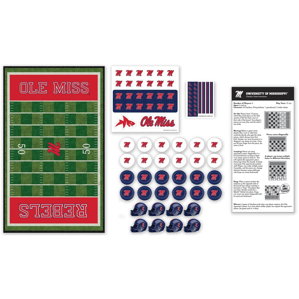 Ole Miss Rebels Checkers Board Game