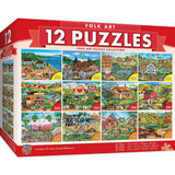 Folk Art Jigsaw Puzzle Collection - 12 Pack