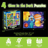 Glow in the Dark 100 Piece Jigsaw Puzzles - 4-Pack V2