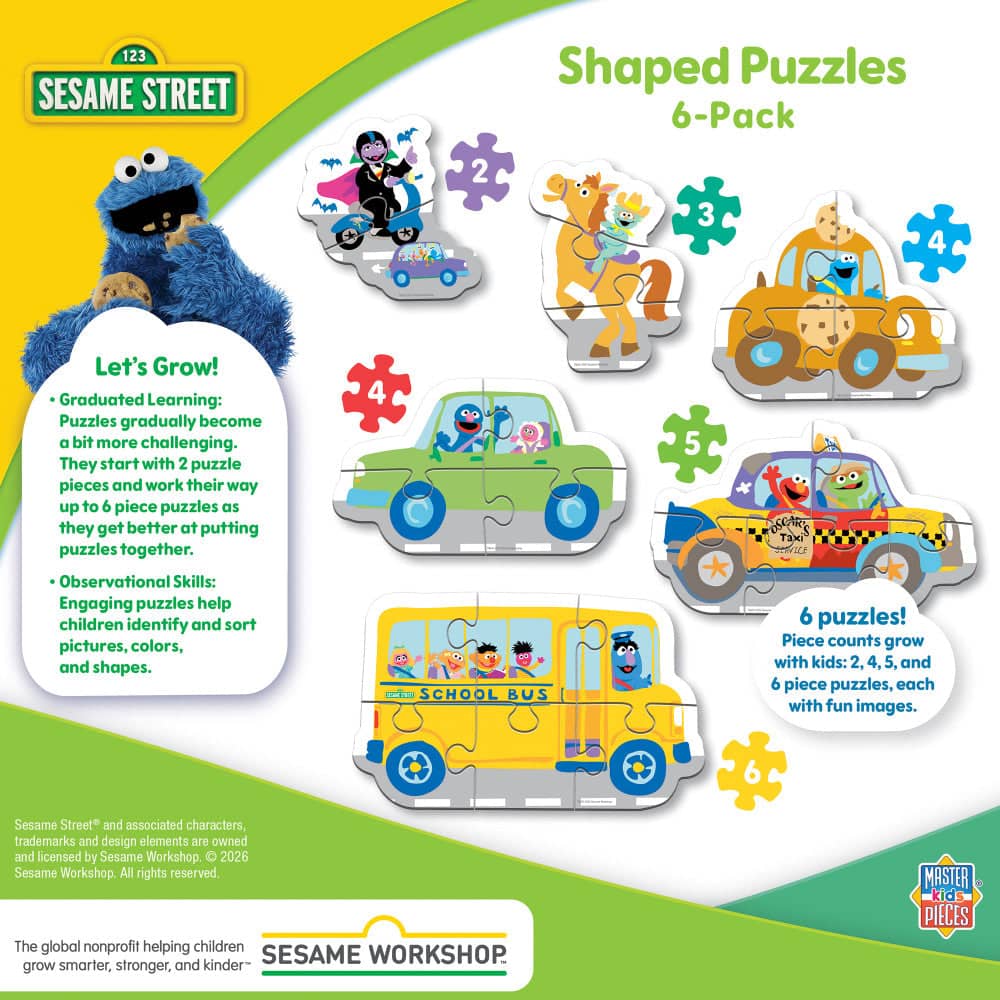 Sesame Street - Vehicles 6-Pack Mini Shaped Jigsaw Puzzles