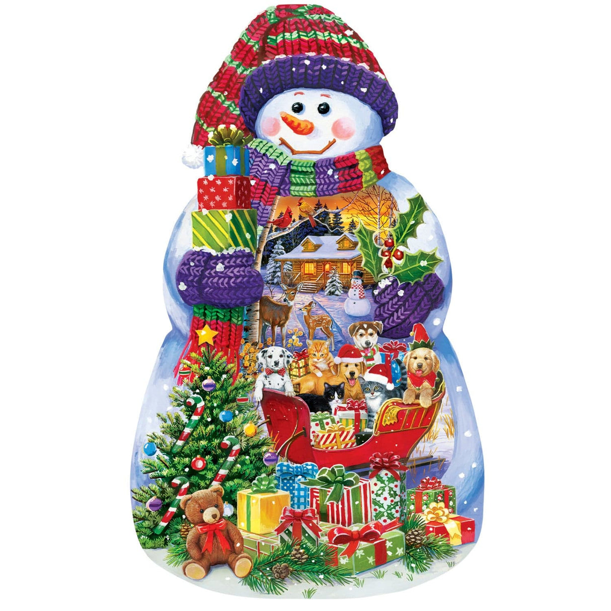 Shapes - Snowman Spectacle Shaped 1000 Piece Jigsaw puzzle