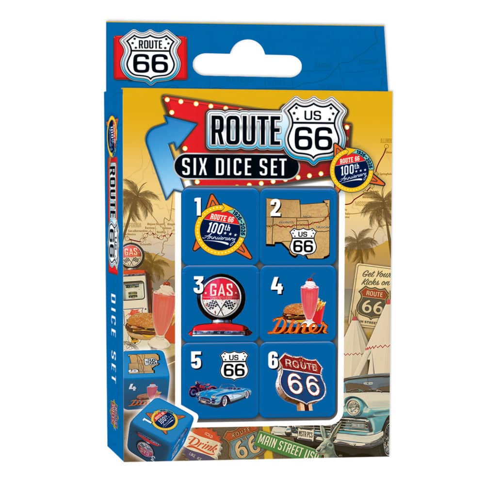 Route 66 - 100th Anniversary - 6 Piece D6 Gaming Dice Set