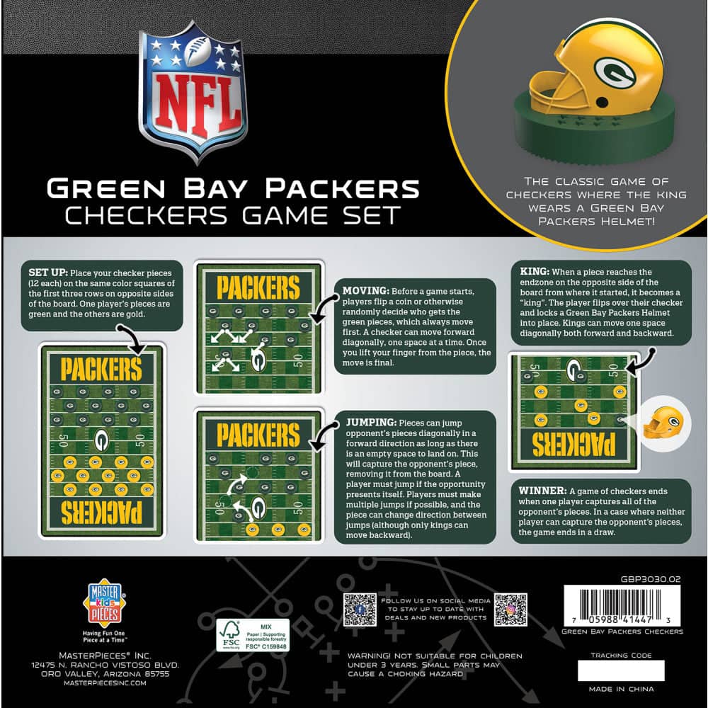 Green Bay Packers Checkers Board Game