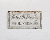 Personalized Printed Canvas Family Name Sign Last Name Rusty Sign With First Names Customized Family Distressed Wall Art