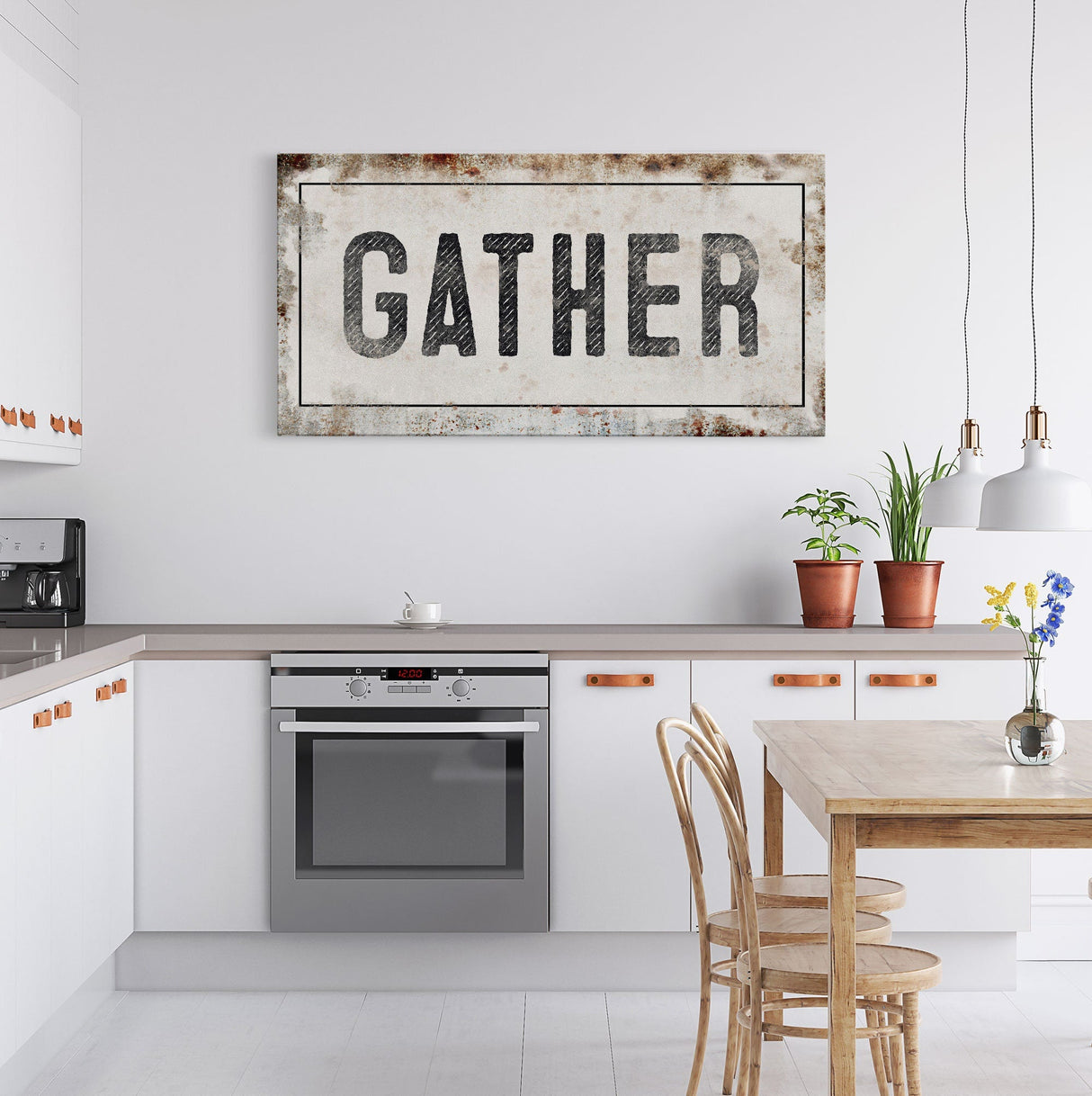 Gather Sign | Gather Wood Canvas Sign | Dining Room Sign | Large Gather Sign | Fall Sign | Gather | Framed Canvas Wood Signs | Canvas Signs