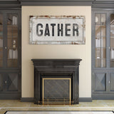 Gather Sign | Gather Wood Canvas Sign | Dining Room Sign | Large Gather Sign | Fall Sign | Gather | Framed Canvas Wood Signs | Canvas Signs