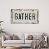 Gather Sign | Gather Wood Canvas Sign | Dining Room Sign | Large Gather Sign | Fall Sign | Gather | Framed Canvas Wood Signs | Canvas Signs