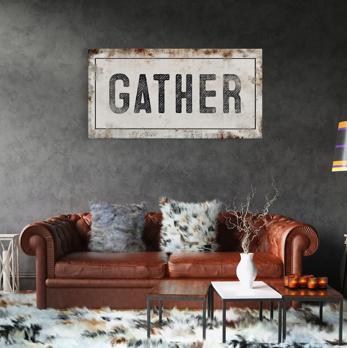Gather Sign | Gather Wood Canvas Sign | Dining Room Sign | Large Gather Sign | Fall Sign | Gather | Framed Canvas Wood Signs | Canvas Signs