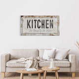 Kitchen Is The Heart Of The Home Printed Canvas Rusty Sign Distressed Wall Art Cute Sign Wood Frame Wood And Canvas Sign Kitchen Sign