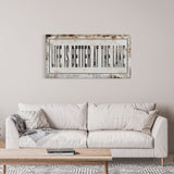 Life Is Better At The Lake Printed Canvas Rusty Sign Distressed Wall Art Cute Sign Wood Frame Wood And Canvas Sign Lakehouse Sign