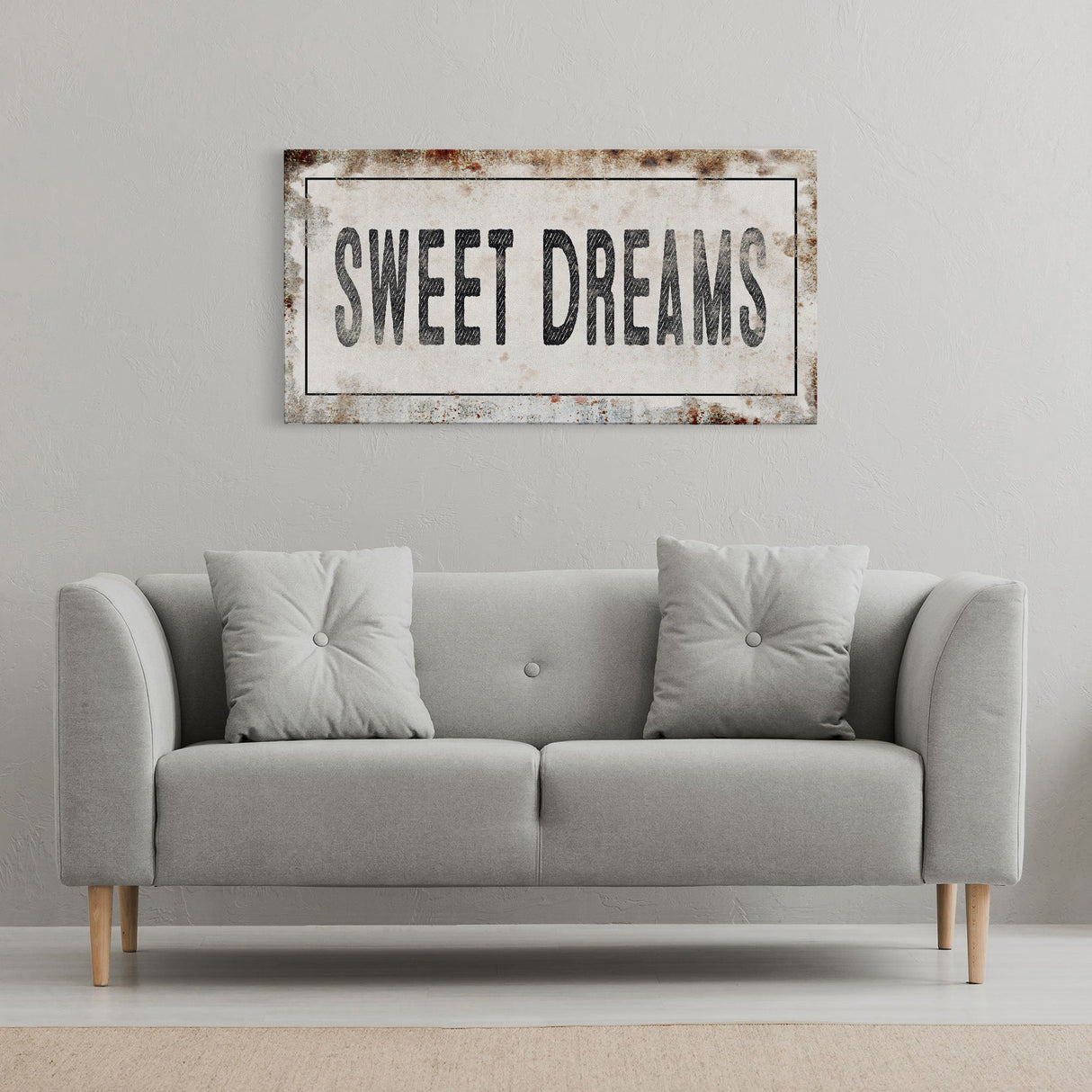Sweet Dreams Printed Canvas Rusty Sign Distressed Wall Art Cute Sign Wood Frame Wood And Canvas Sign Bedroom Sign