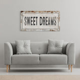 Sweet Dreams Printed Canvas Rusty Sign Distressed Wall Art Cute Sign Wood Frame Wood And Canvas Sign Bedroom Sign