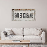 Sweet Dreams Printed Canvas Rusty Sign Distressed Wall Art Cute Sign Wood Frame Wood And Canvas Sign Bedroom Sign