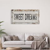Sweet Dreams Printed Canvas Rusty Sign Distressed Wall Art Cute Sign Wood Frame Wood And Canvas Sign Bedroom Sign
