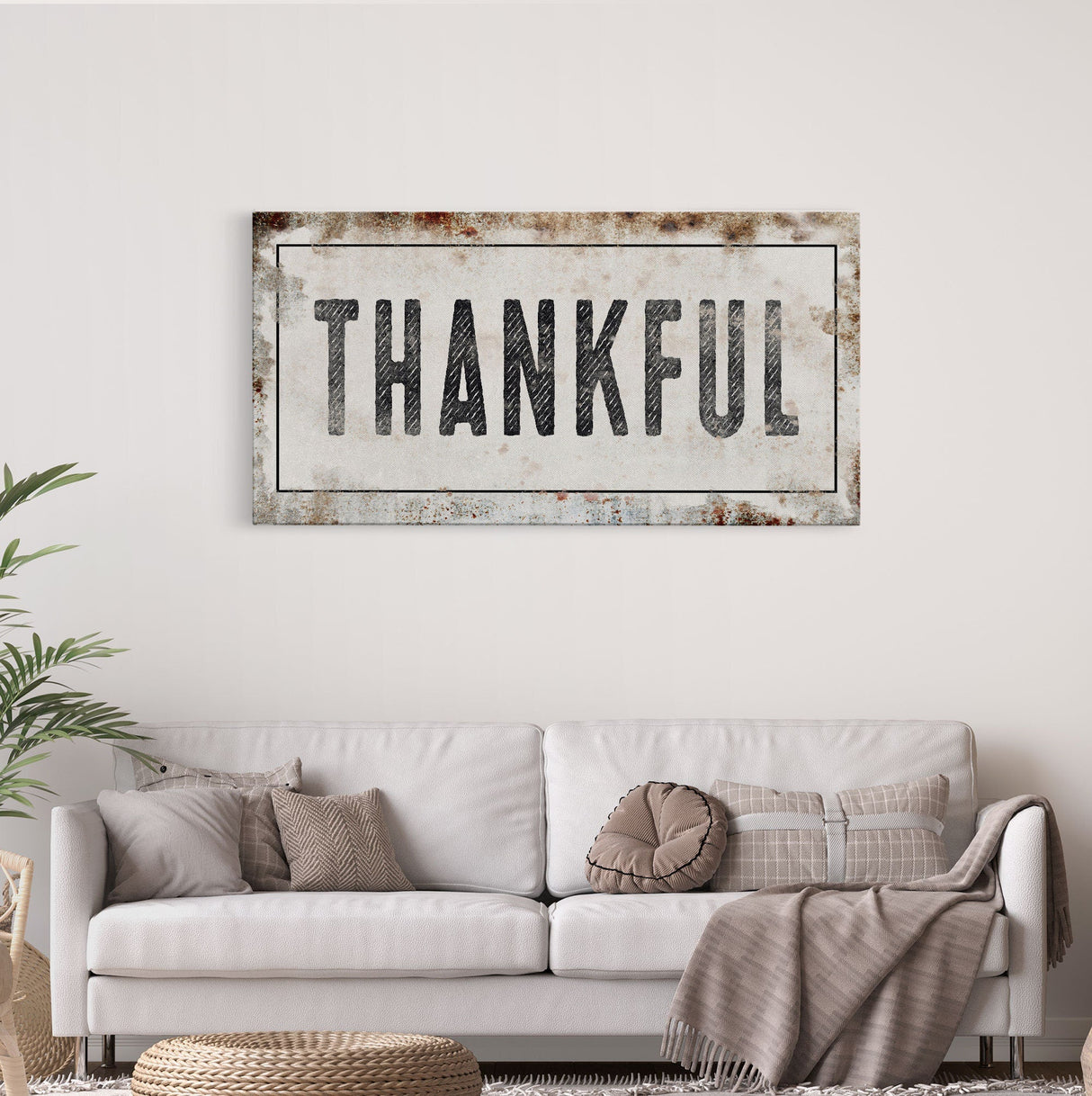 Thankful, cute farmhouse sign, framed canvas print, canvas sign, cute wall decor, living room bedroom wall art