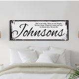 Last name sign canvas print, family name sign, our tribe sign, family wall decor, kitchen sign, inspirational quote, living room sign
